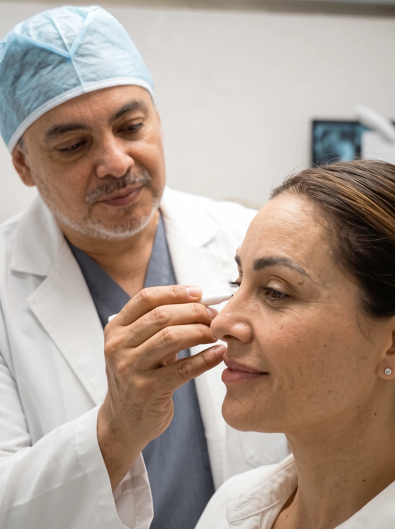 Dr. Manrique realizando una valoración facial